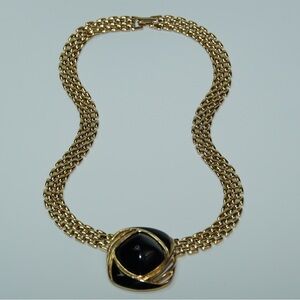 Trifari Gold and Black Necklace